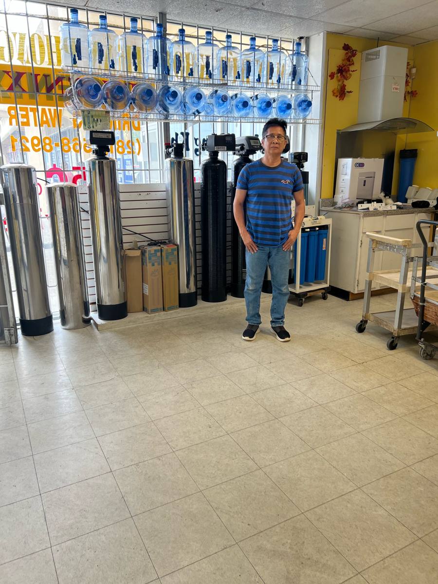 Water softener tanks at the shop